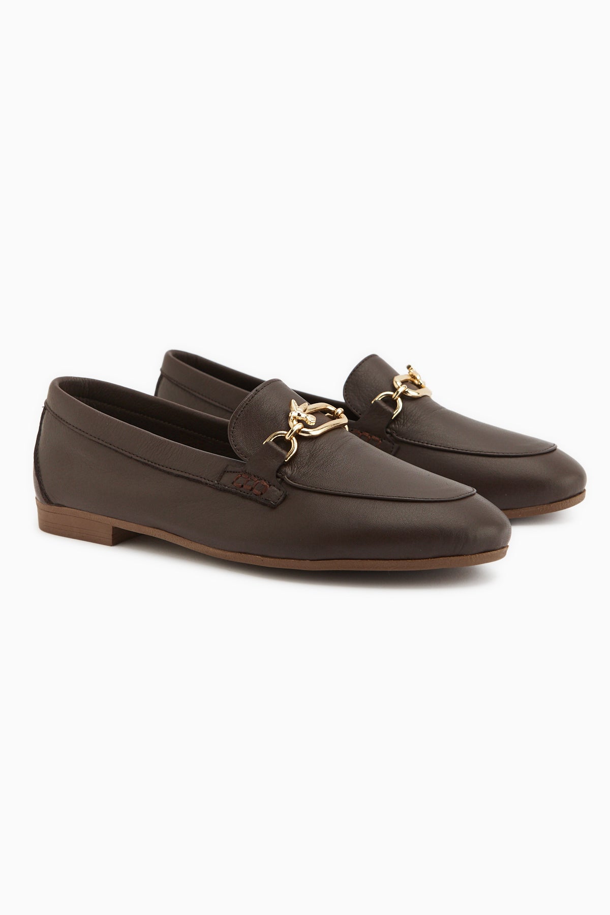 Alessa Genuine Leather Brown Buckled Women’s Loafer Casual Moccasin Shoes