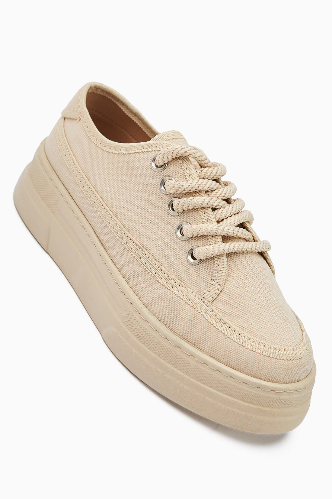 Sassa Beige High-Platform Lace-Up Women's Sneakers