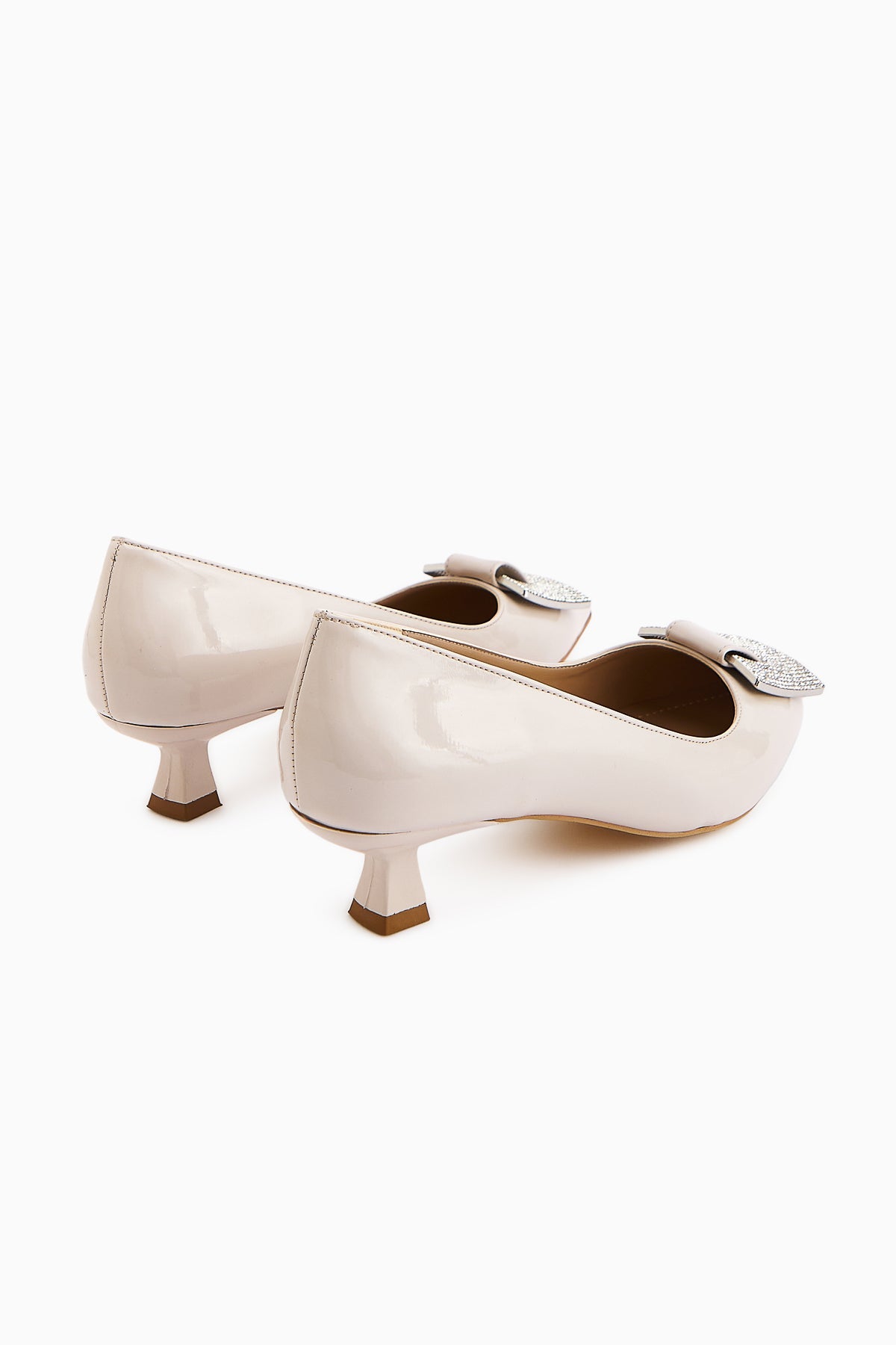 Lini – Nude Patent Buckle-Detail Low-Heel Shoe (Women)