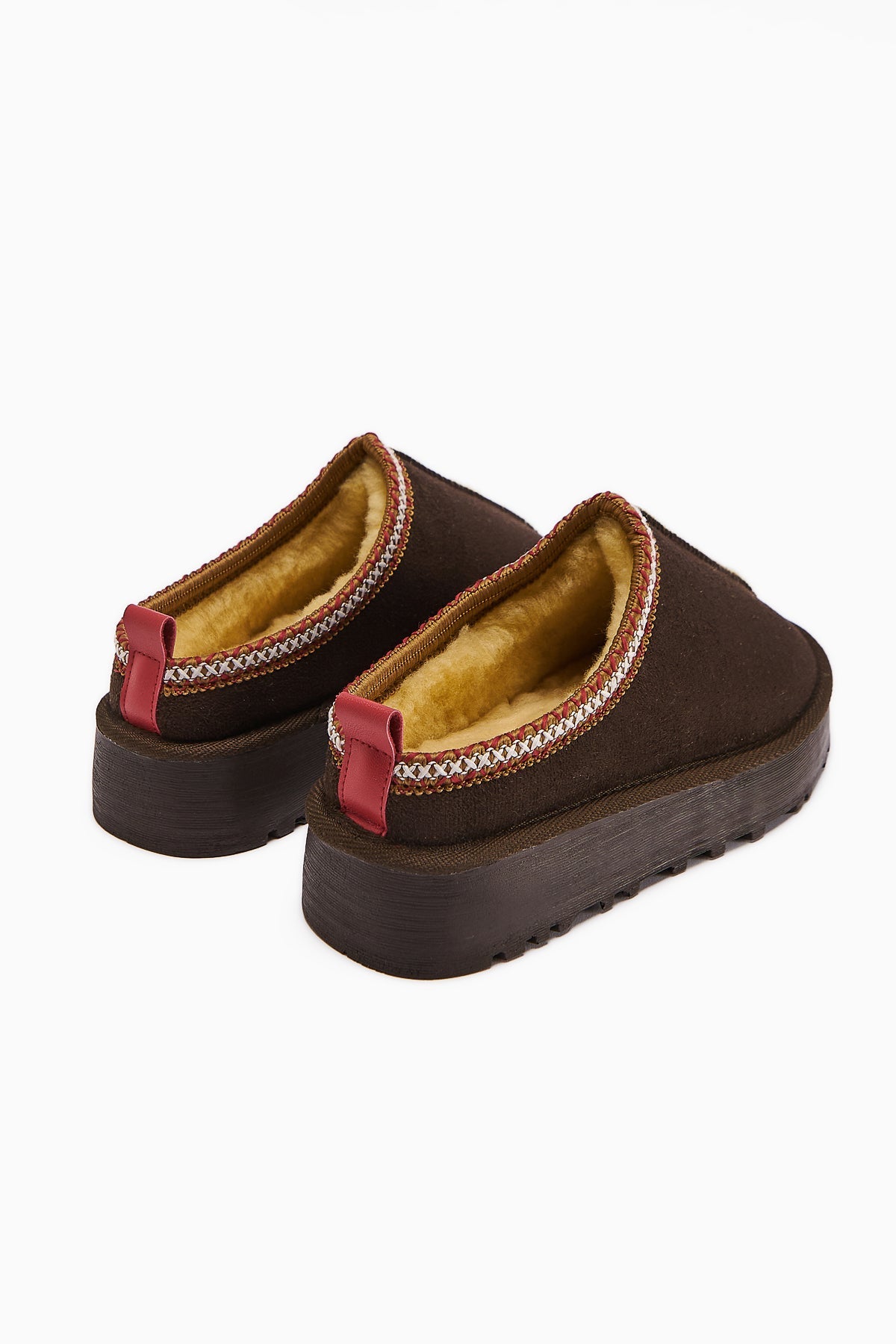 Anne-Liis – Brown Suede Woven-Detail Winter Slide (Women)