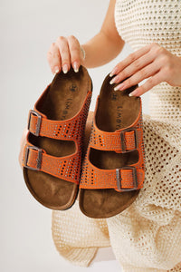 Aire Orange Double-Strap Gemstone Detail Slides