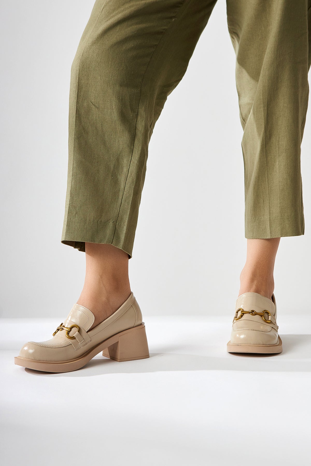 Berita – Beige Block Heel Shoe (Women)