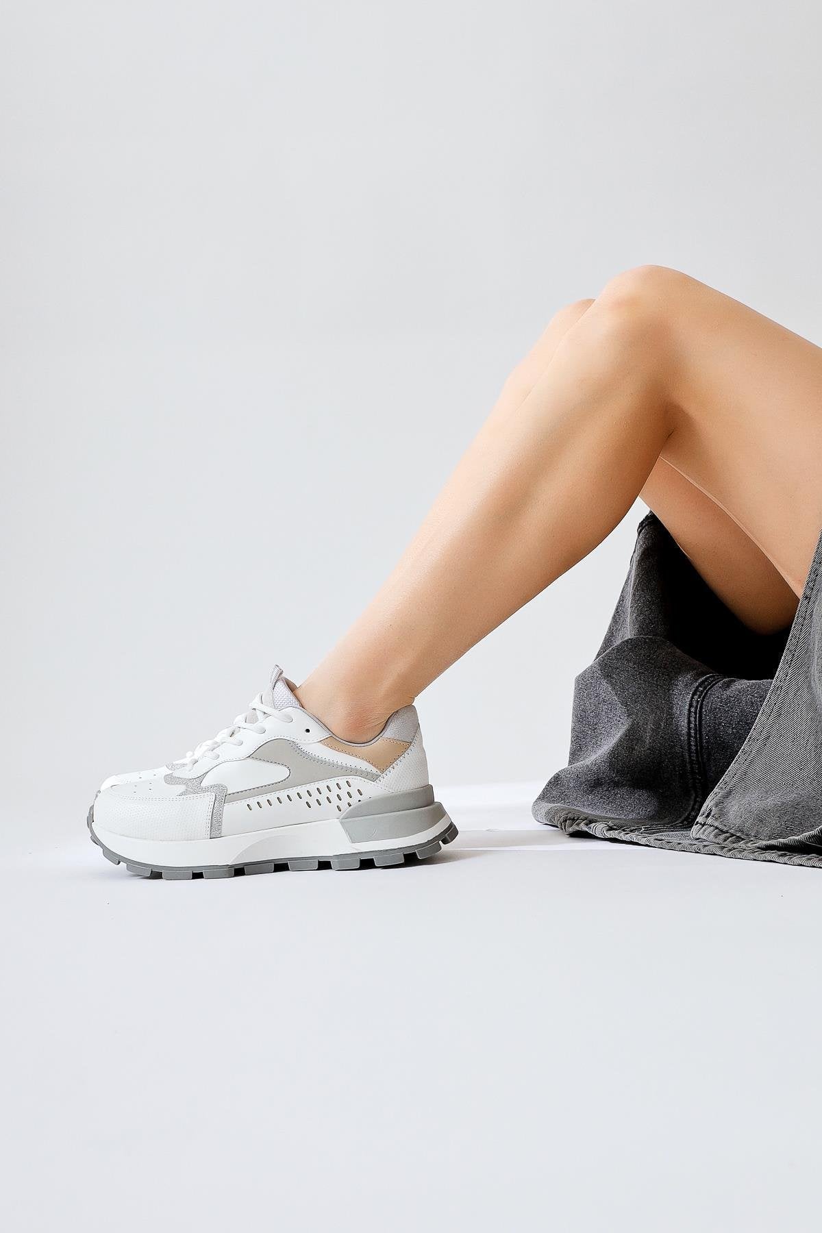 Sin White Lace-Up High-Sole Sneakers