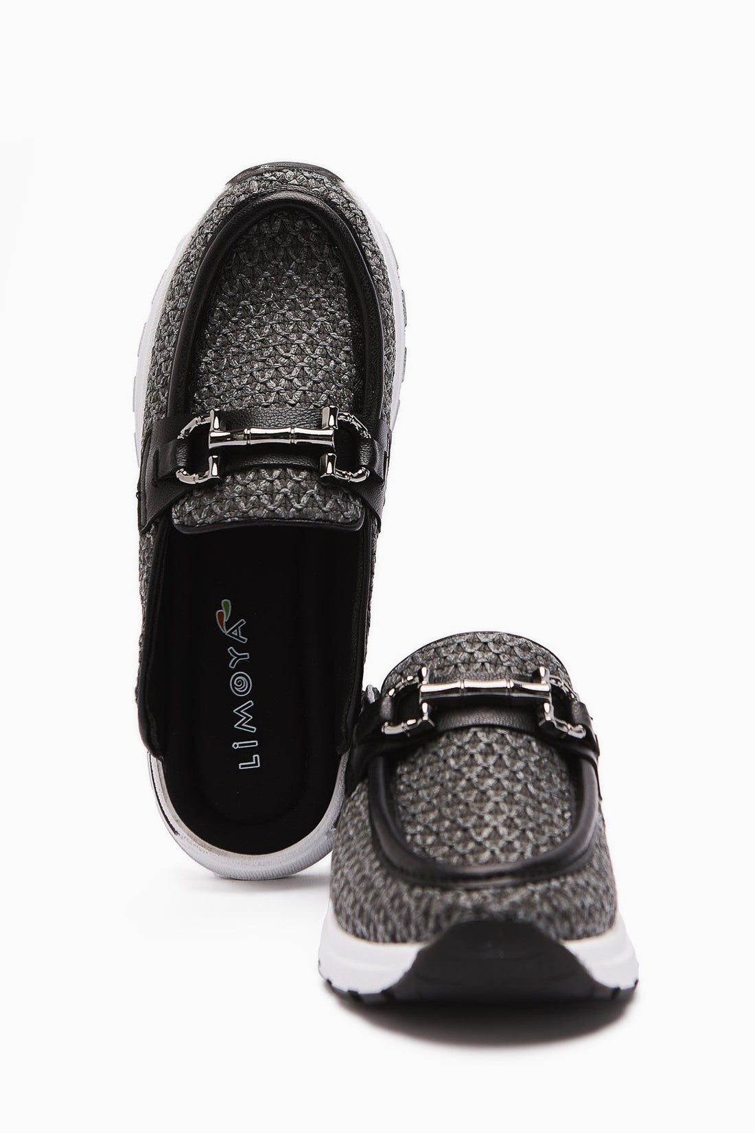 Diana Anthracite Women's Slipper with Buckle Detail and Closed Front in Stylish Straw