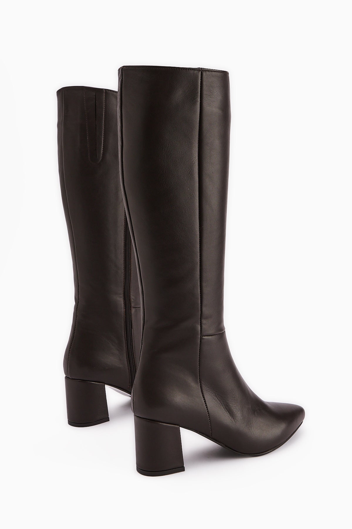 Velma – Genuine Leather Brown Heeled Knee-High Boot (Women)
