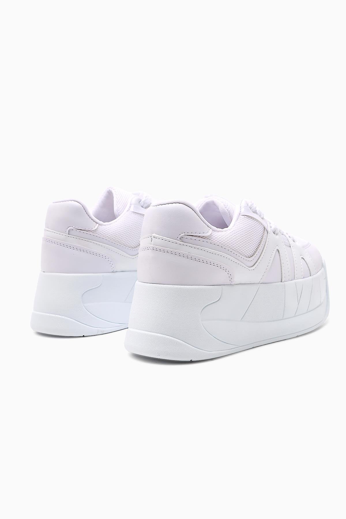 Alvi – White Leather-Look Detail Sneaker (Women)