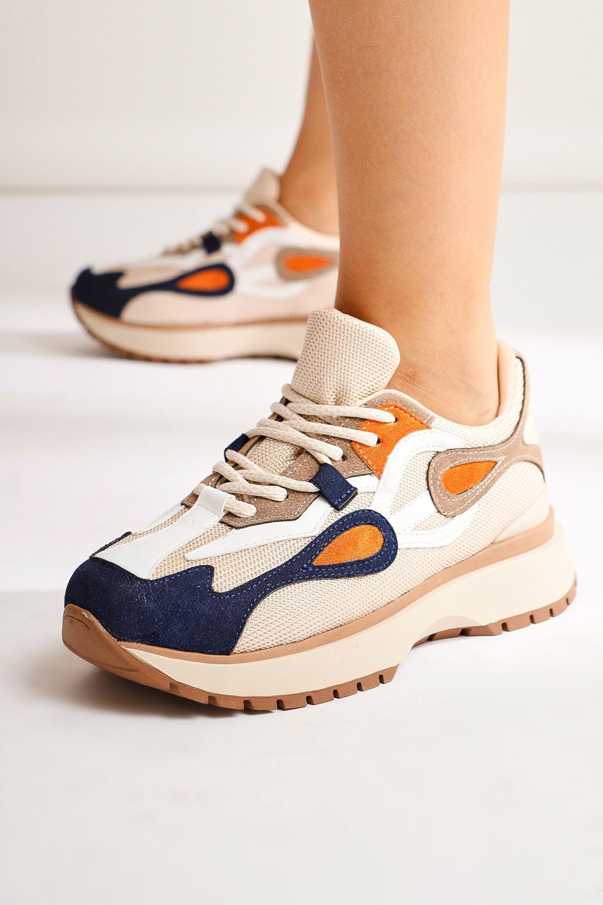 Gerdh Beige Knit-Suede Sport Shoes