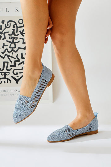 Joka Blue Knitted Ballet Flat