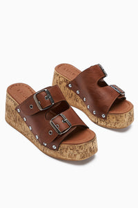 Ratka Tawny Double-Strap Platform Heeled Women's Slippers