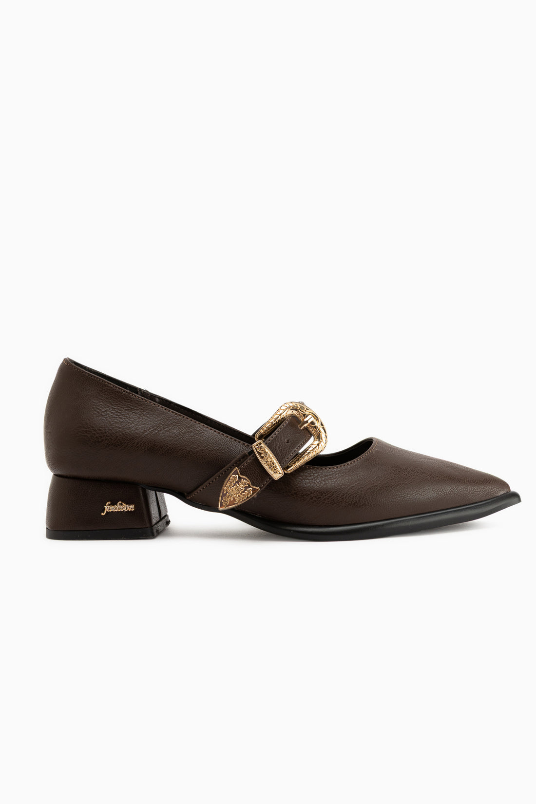 Jacklin Brown Strap Short Heeled Women’s Shoes