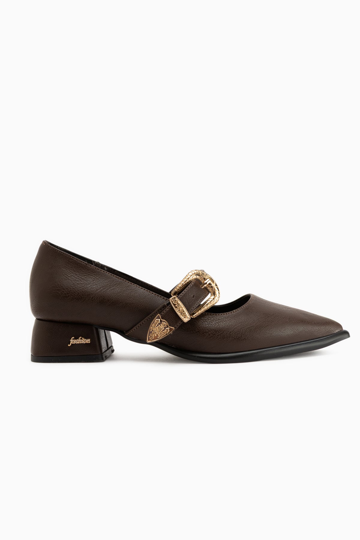 Jacklin Brown Strap Short Heeled Women’s Shoes