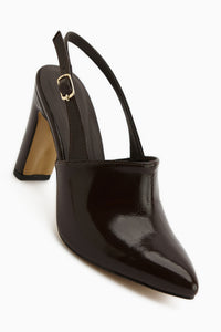 Maisa Brown Pointed Toe Slingback Chunky Heeled Women’s Shoes