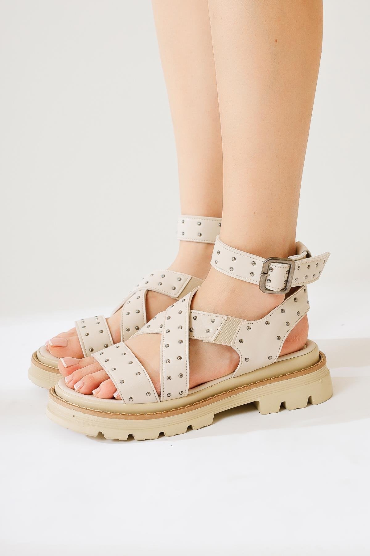 Winifred Beige Belt Detail Sandal