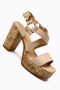 Havannah Nude Cross-Strap Platform Heeled Sandals