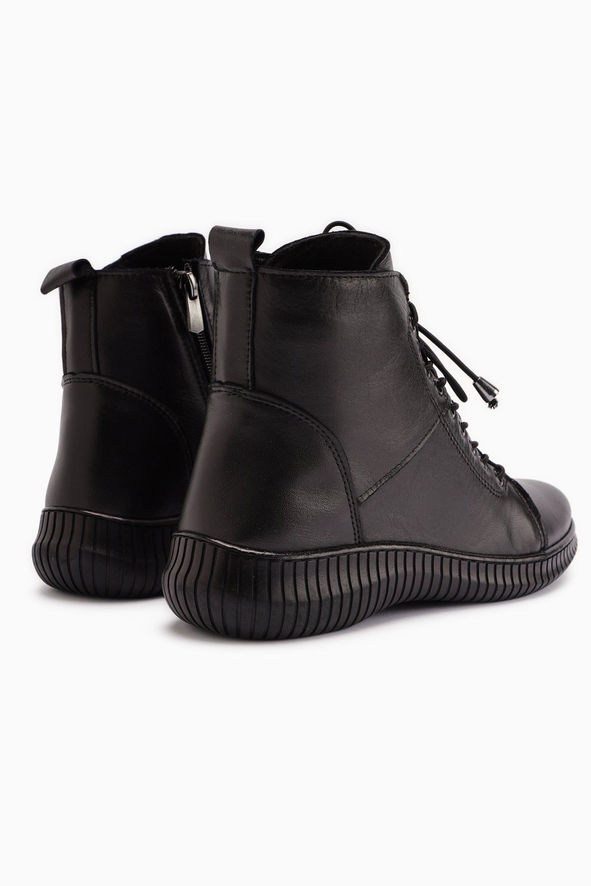 Jina Genuine Leather – Black Lace-Up Boot (Women)