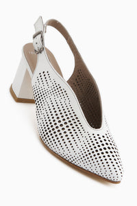 Nury Genuine Leather White Women’s Heeled Shoes