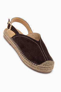 Lydia Genuine Leather Brown Suede Woven Detailed Women’s Sandal