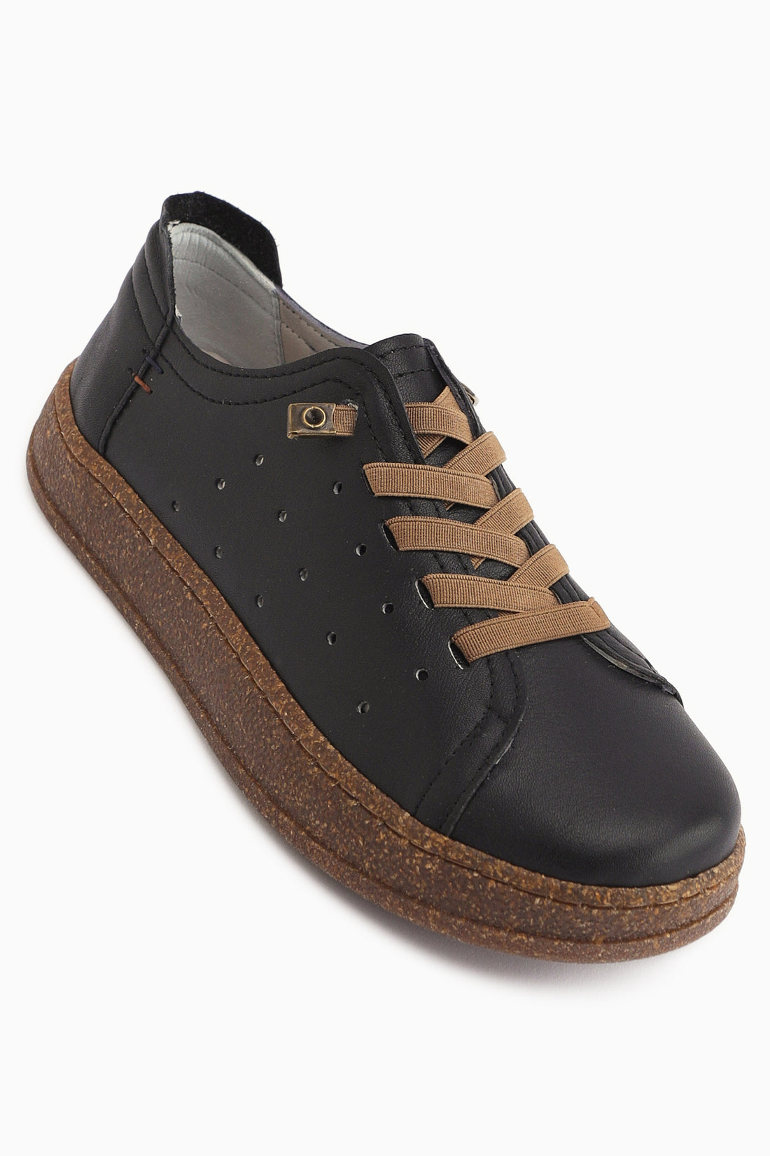 Judi Genuine Leather Black Comfortable Sole Women’s Sneakers