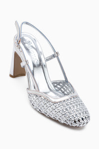 Doa Silver Woven Detailed Women’s Heeled Shoes