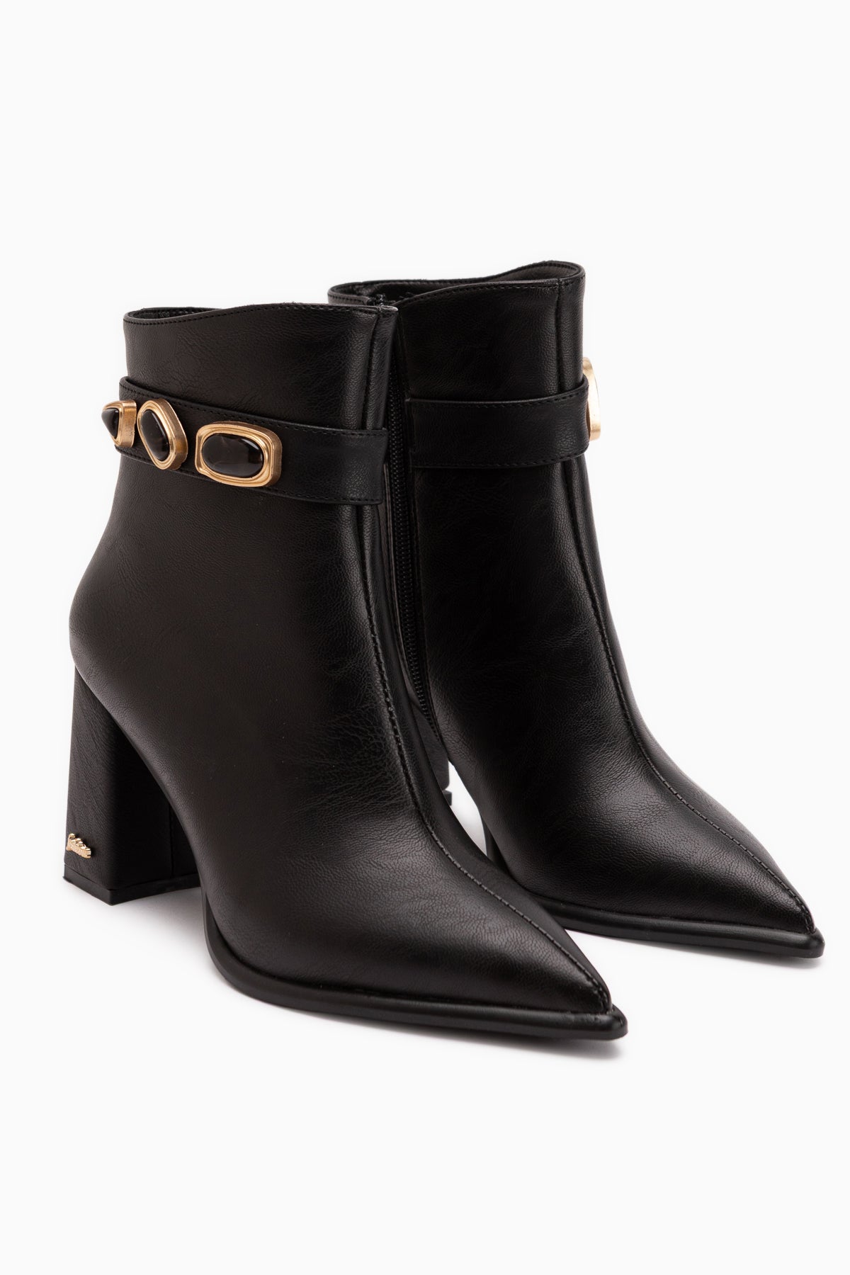 Loretta Black Removable Cuff 2-in-1 Heeled Women’s Boots & Ankle Boots