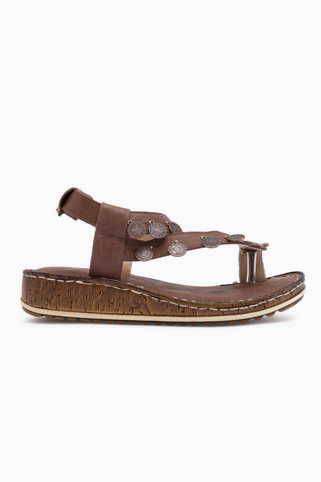 Genuine Leather Lilah Brown Antique Detailed Women’s Sandal