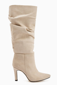 Rimaz Ten Suede Pleated Long Pointed Heeled Boots