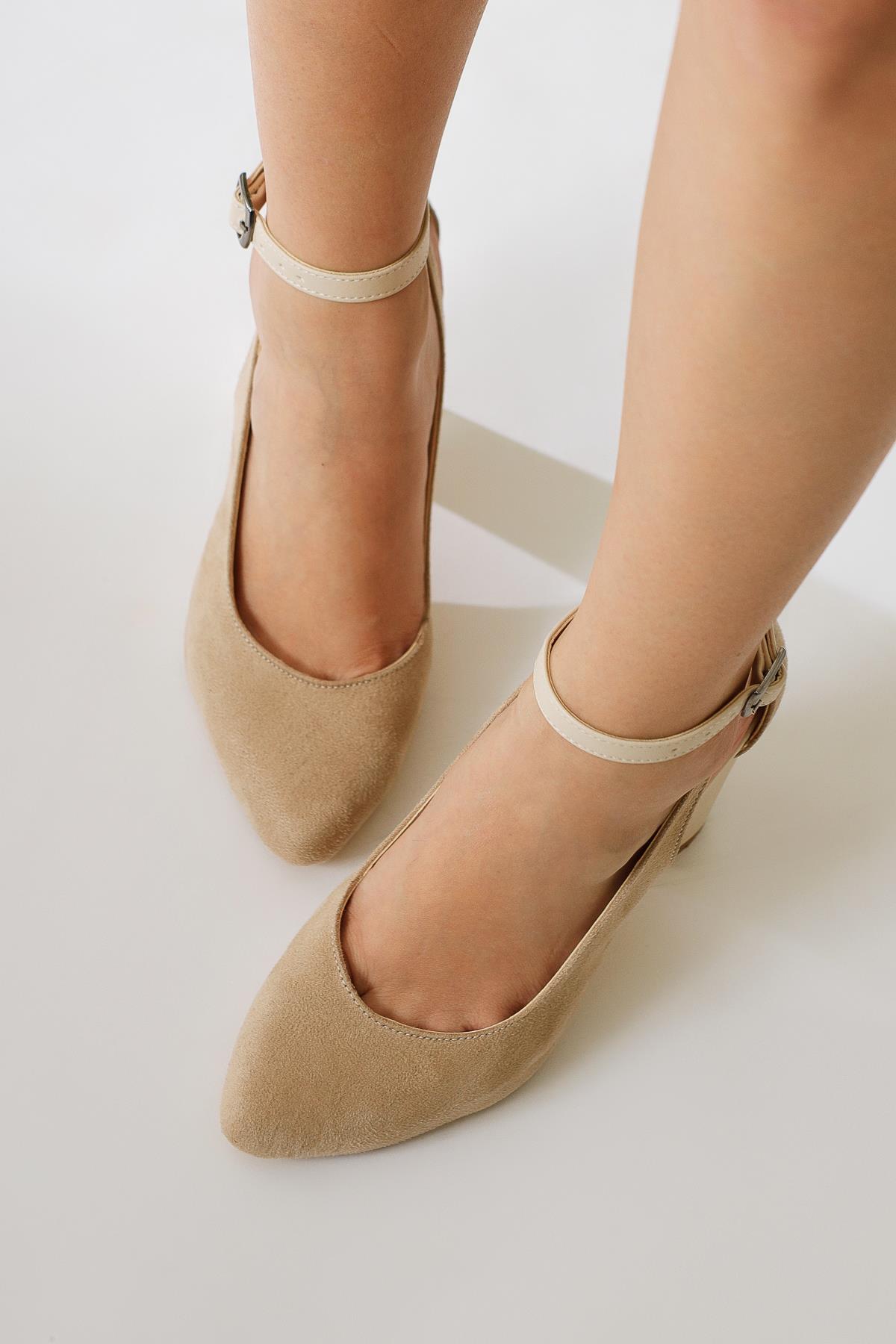 Kyle – Nude Suede Vegan Material Leather-Look Vegan Material Ankle-Beret-Detail High Heel Heeled Shoe (Women)