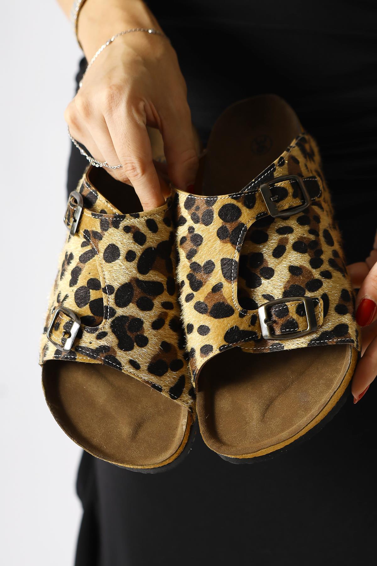 Christella - Leopard Suede Double-Buckle-Detail Slide (Women)