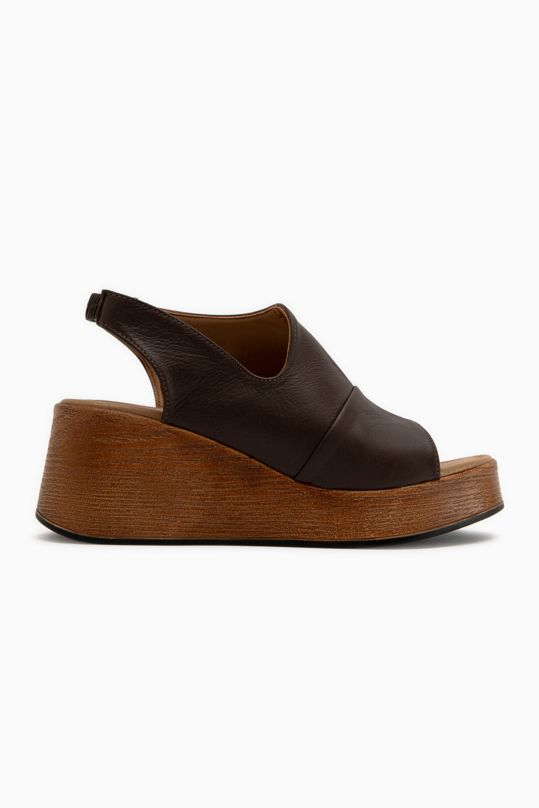 Rozelin Genuine Leather Brown Elastic Wedge Women’s Sandal