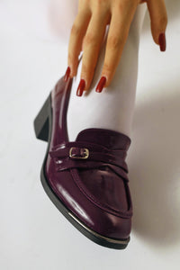 Luba Burgundy Patent Buckle Detailed Women’s Heeled Shoes