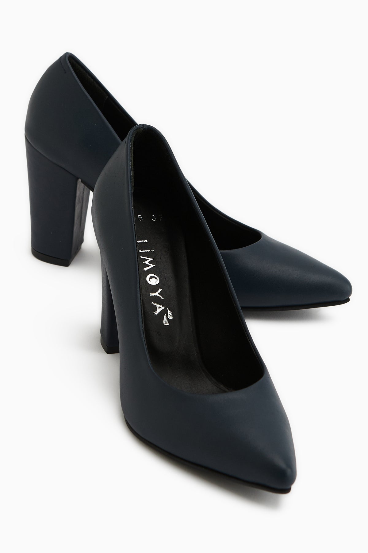 Emily Genuine Leather Navy Thick Heeled Women’s Shoes