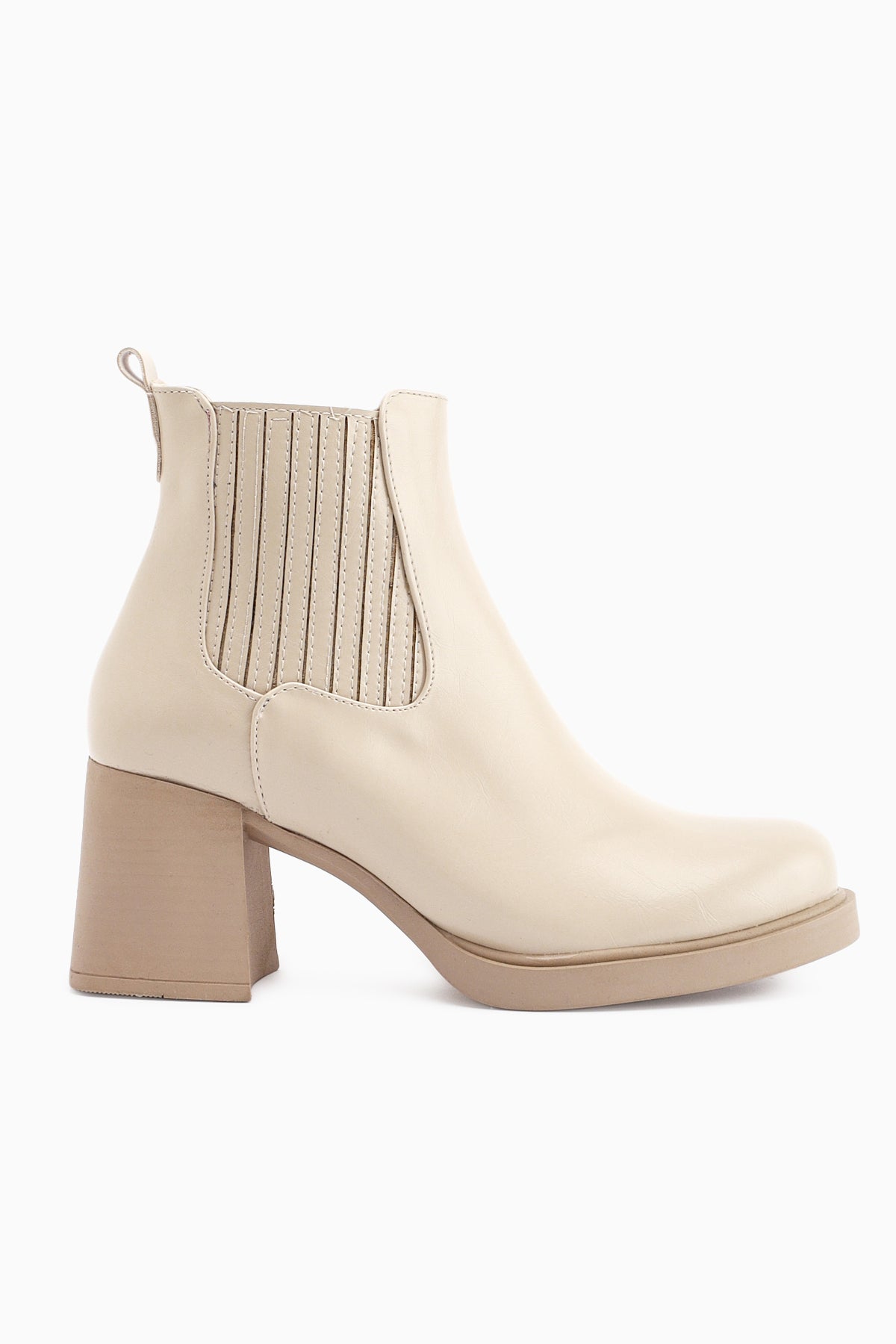 Marya Beige Elasticated Women's Heeled Boot