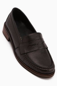 Genuine Leather Black Penny Loafer Women’s Shoes