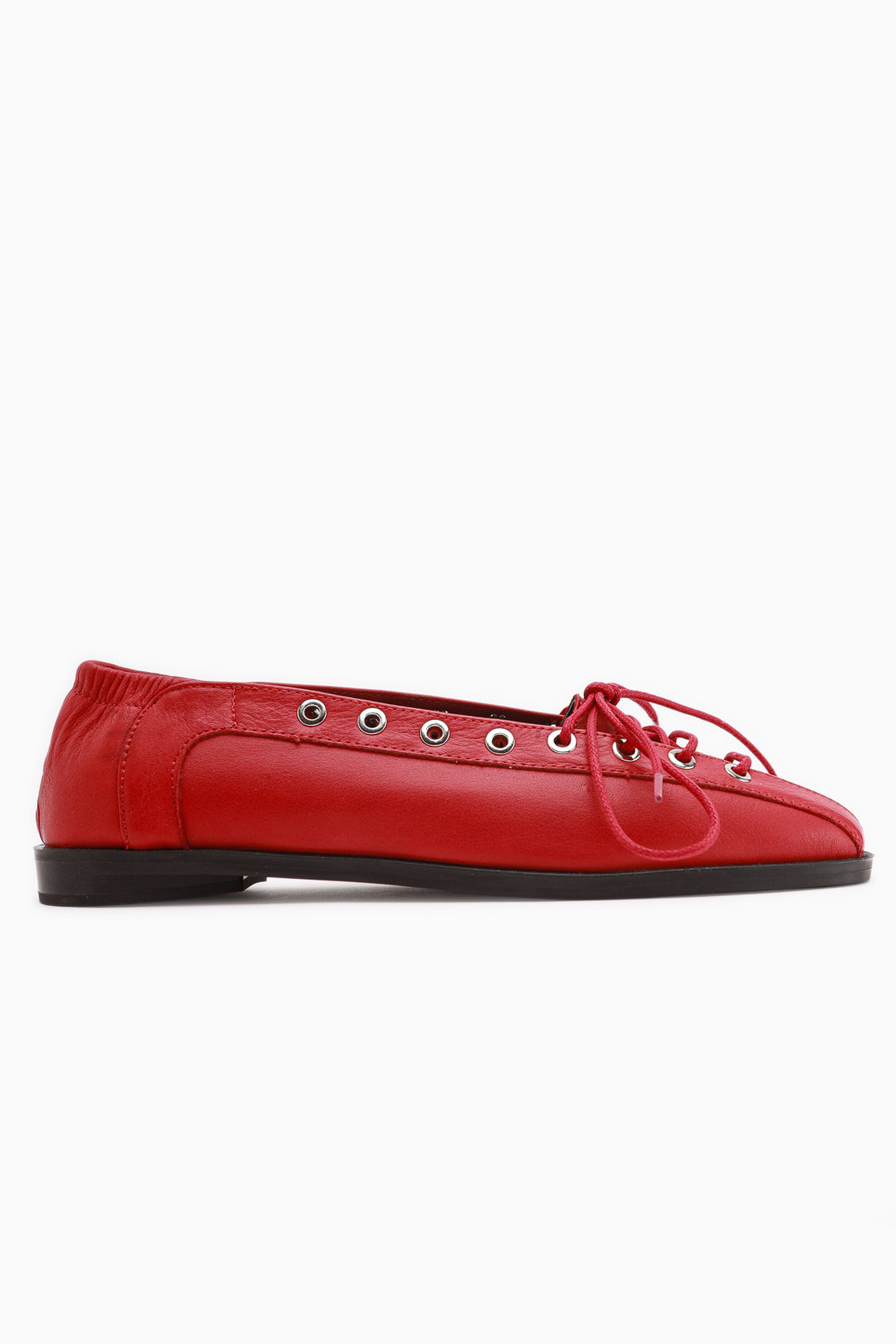 Romy Genuine Leather Red Lace-Up Women’s Ballet Flats