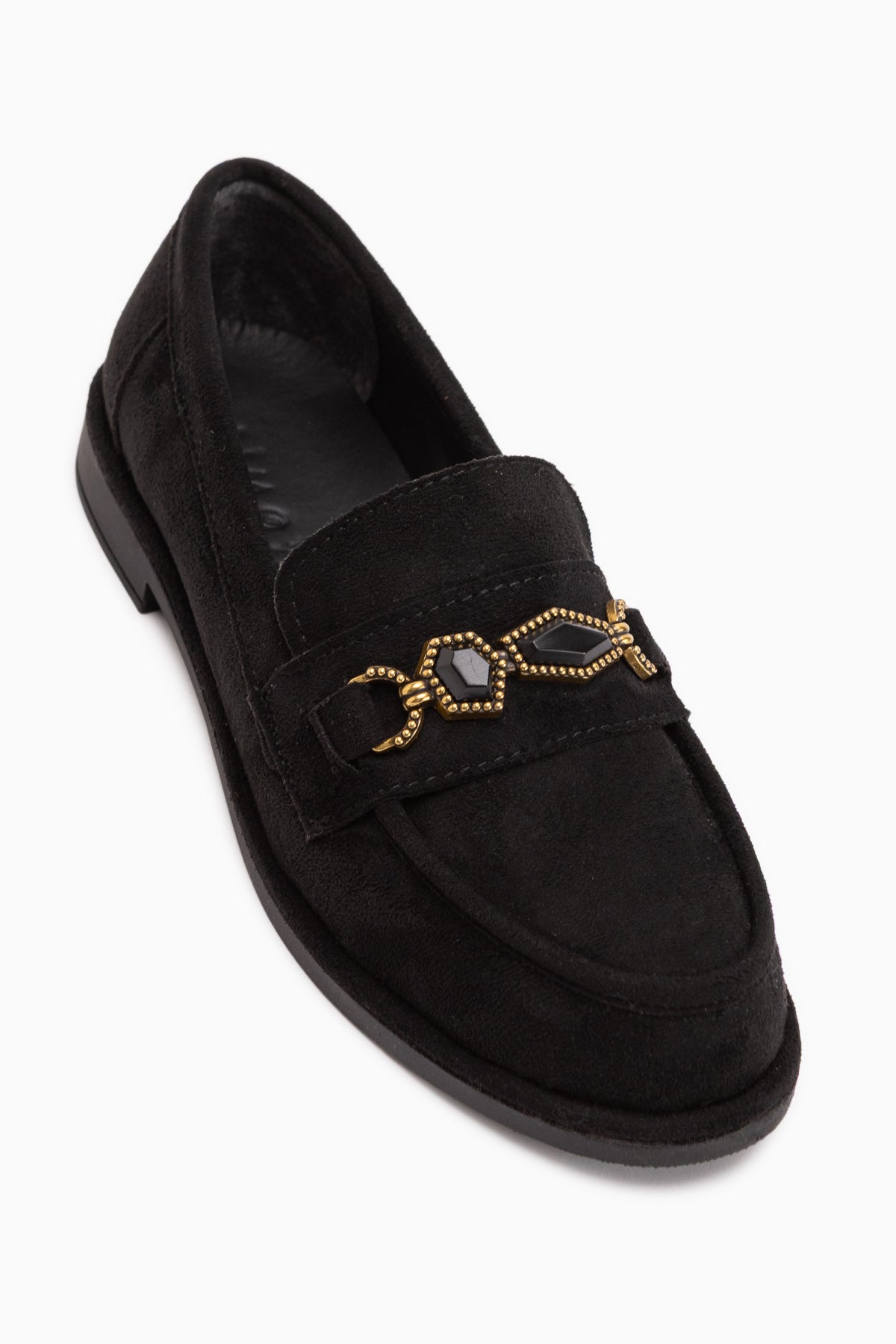 Callie Black Suede Stone Women’s Loafer Shoes