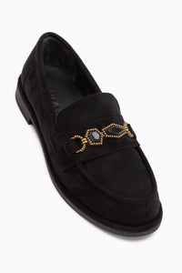 Callie Black Suede Stone Women’s Loafer Shoes