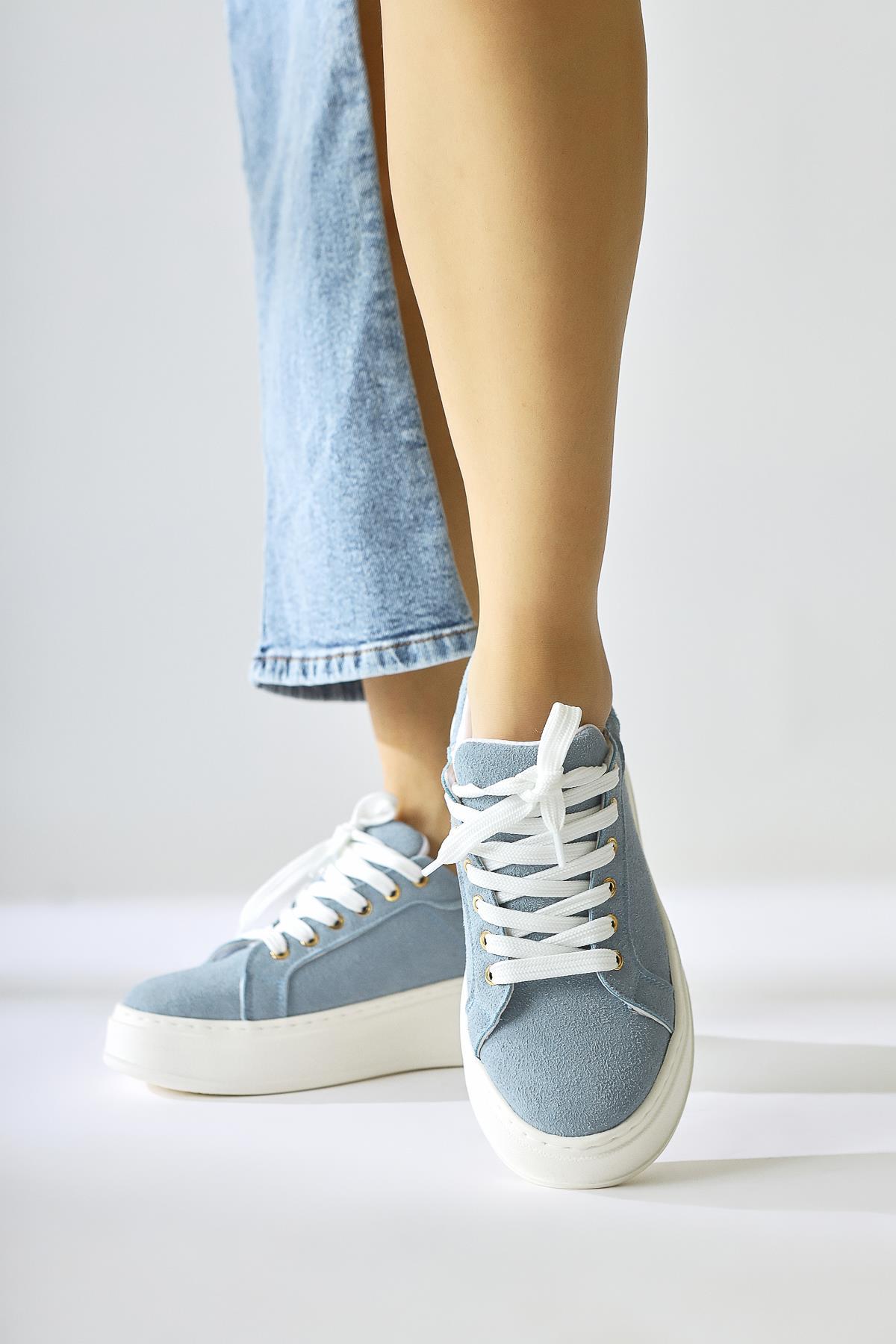 Lubica Blue Suede Chunky Sole Sneakers