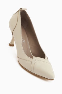 Mirella Genuine Leather Beige Women’s Heeled Shoes