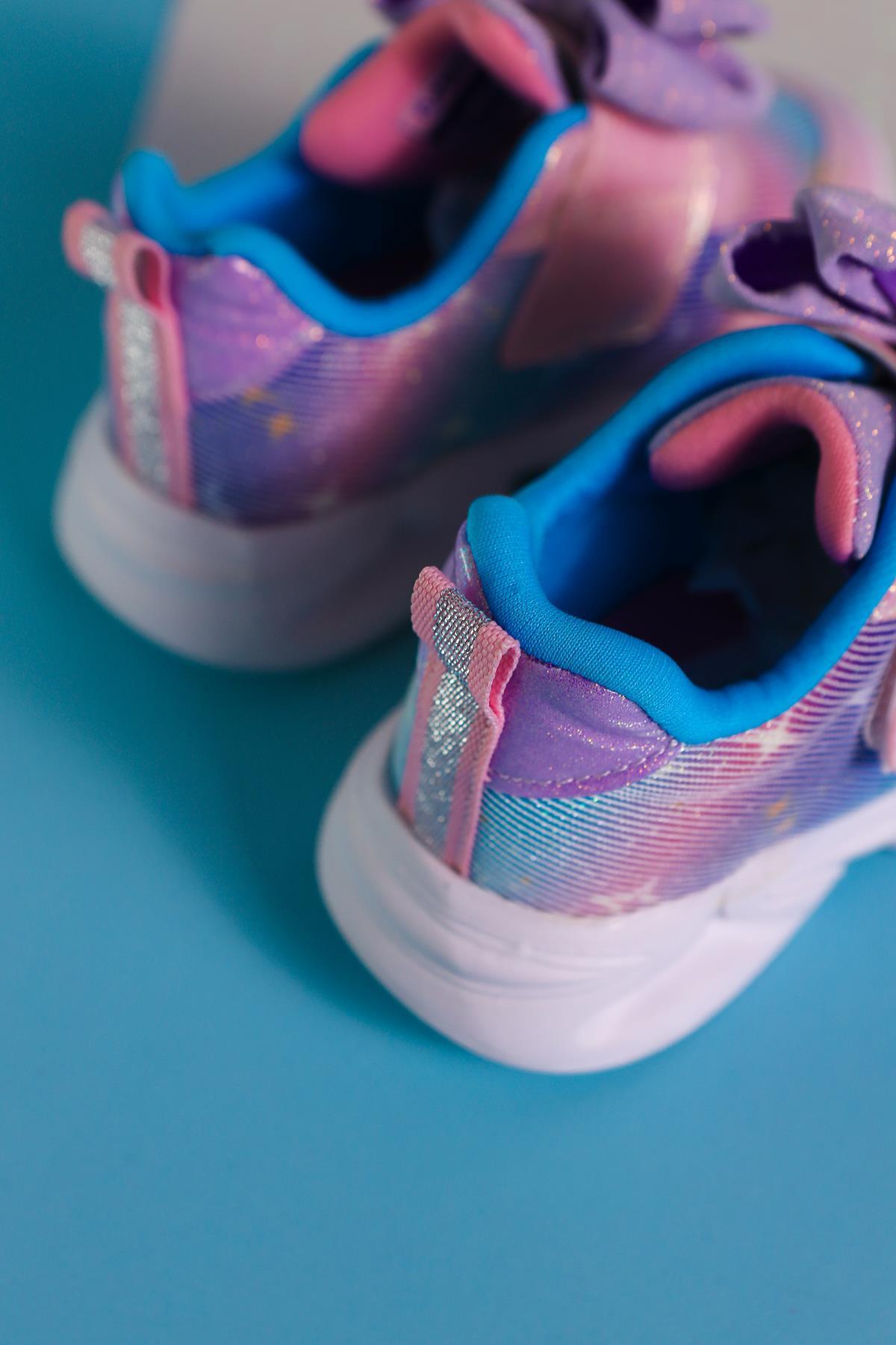 Feliz Powder Pink Bow Detailed Sparkling Baby Sports Shoes with Snaps