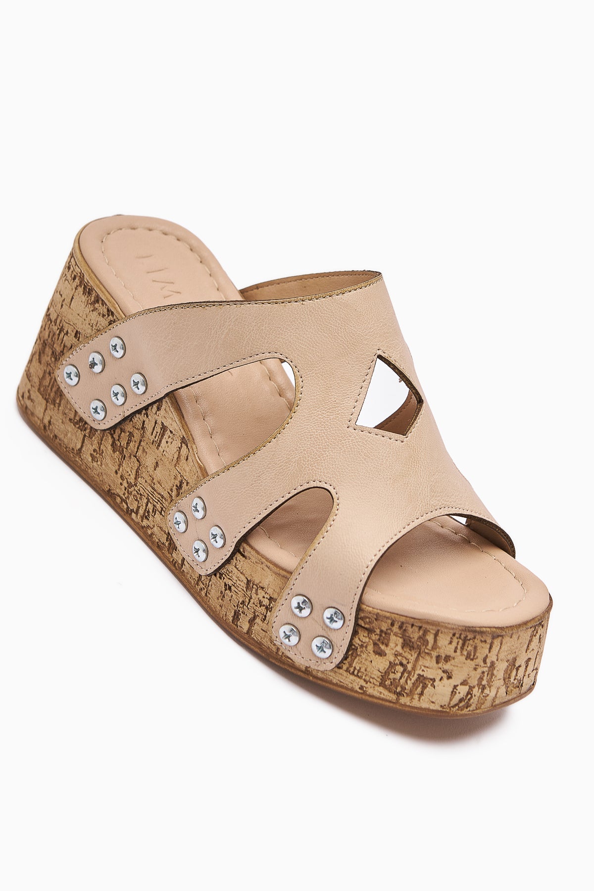 Freya Women's Beige Slippers with Screw Detail