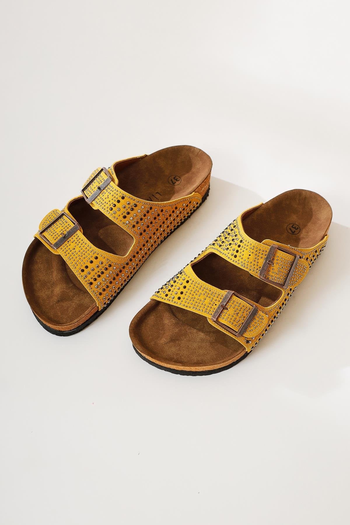 Aire Yellow Double-Strap Gemstone Detail Slides