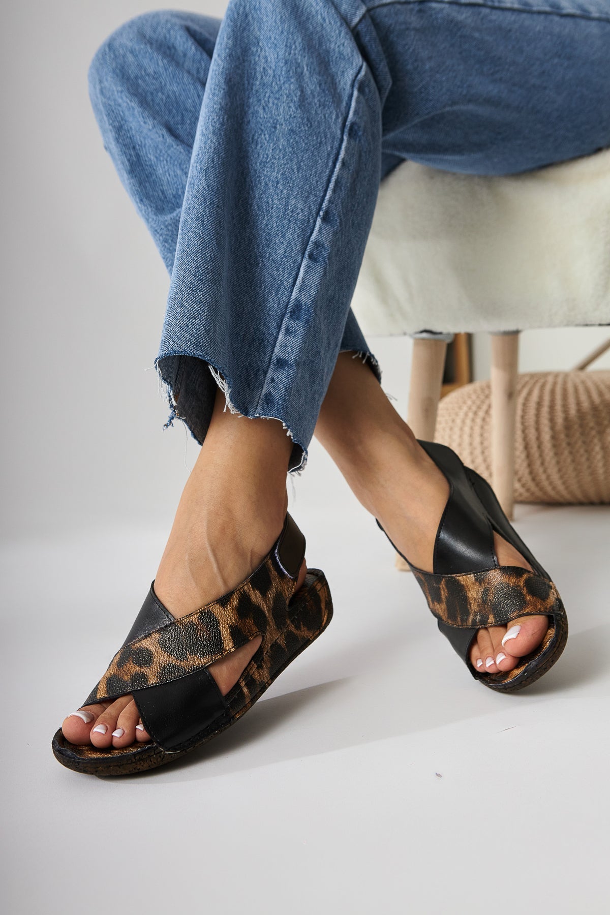 Margit – Leopard-Print Cross-Strap Sandal (Women)