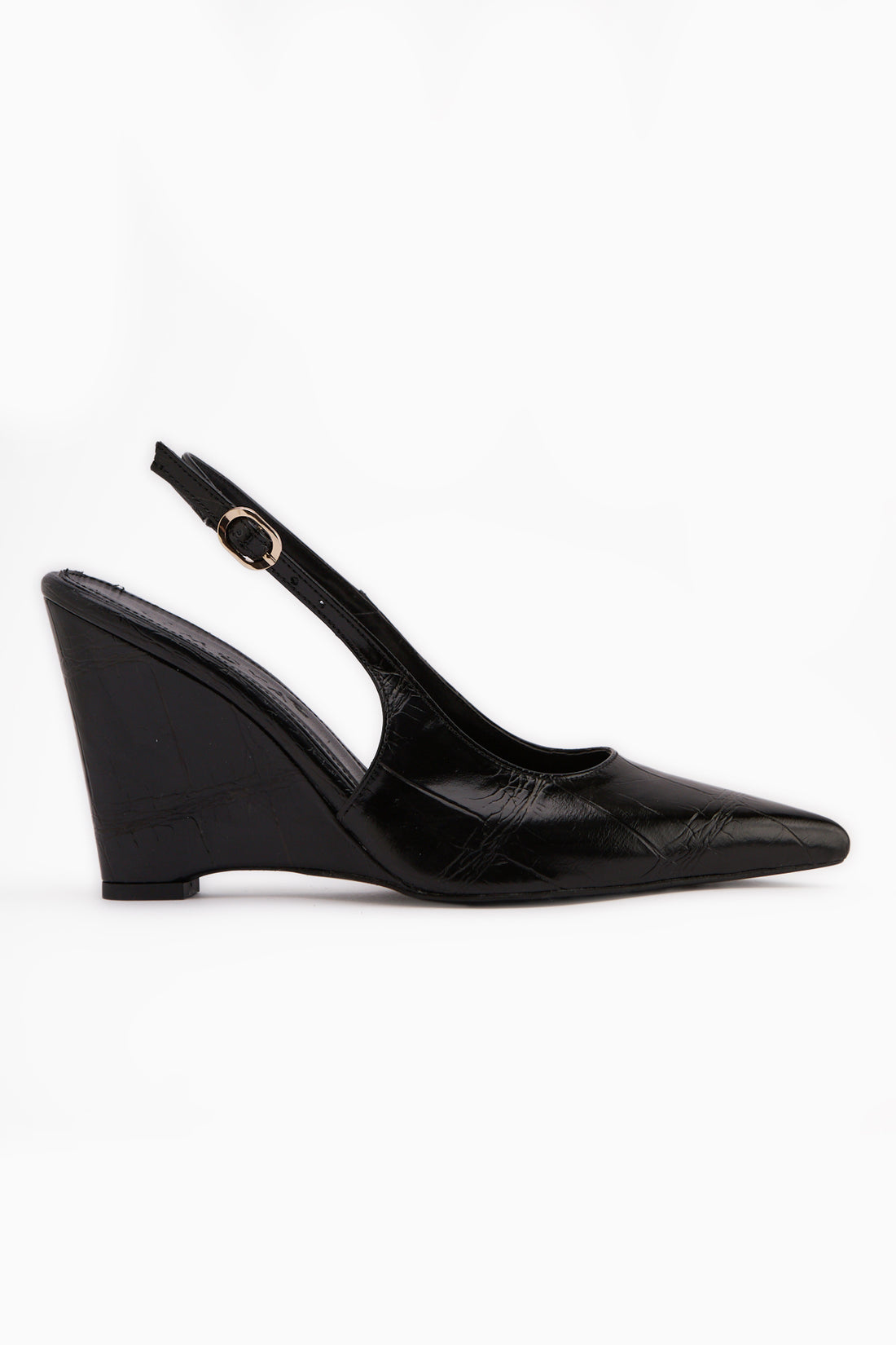 Tira Black Wedge Pointed Toe Women’s Sandal