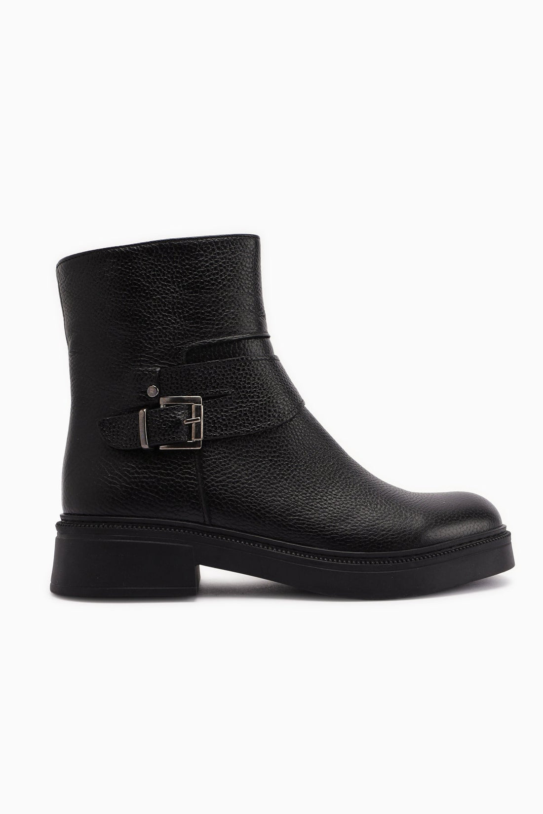 Clary Genuine Leather – Black Buckle Boot (Women)