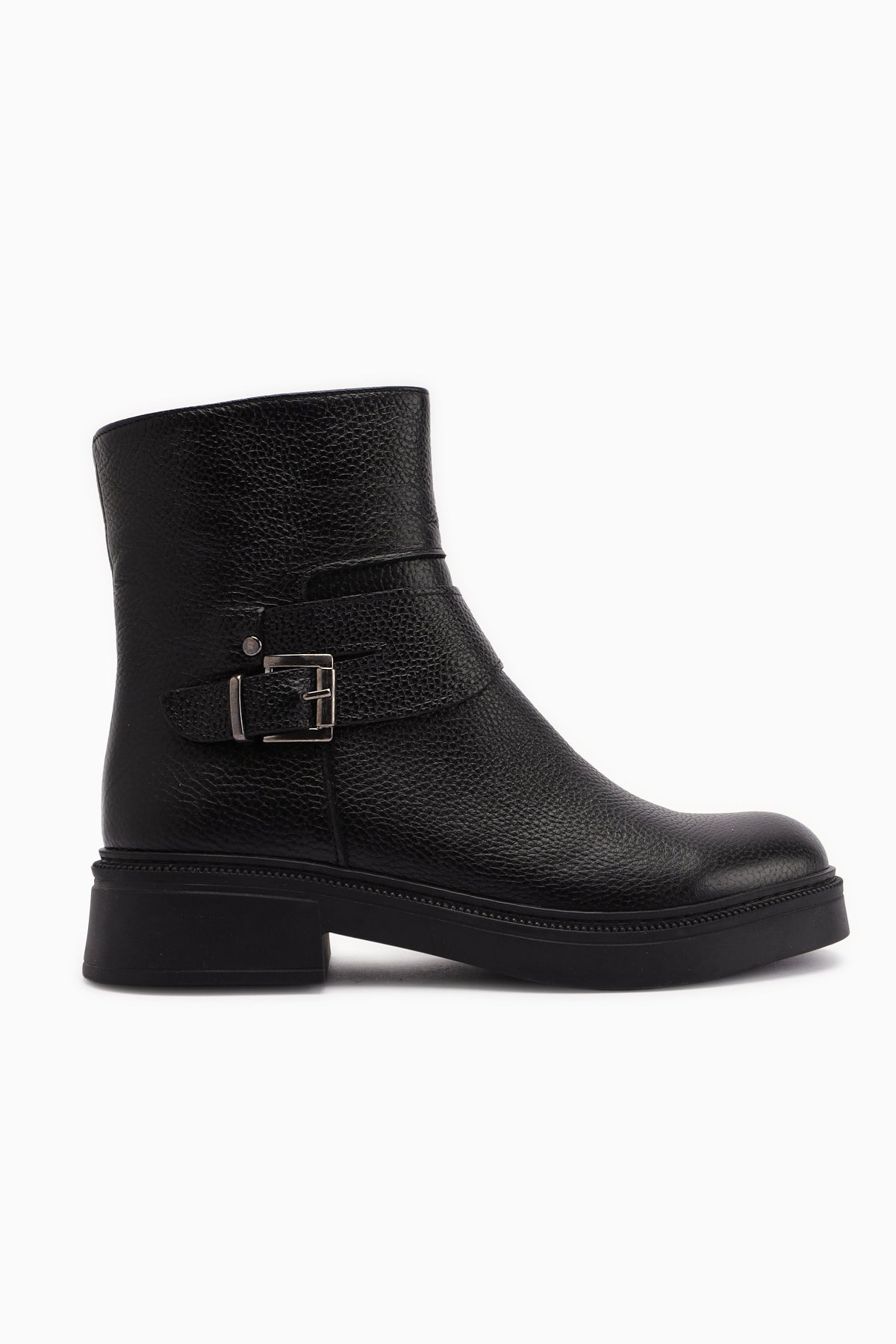Clary Genuine Leather – Black Buckle Boot (Women)