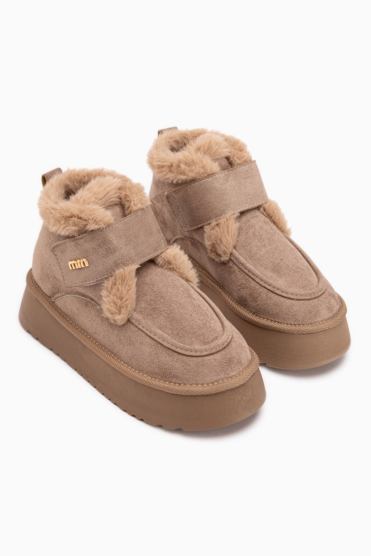 Celia Beige Suede Fur Thick Sole Women’s Boots