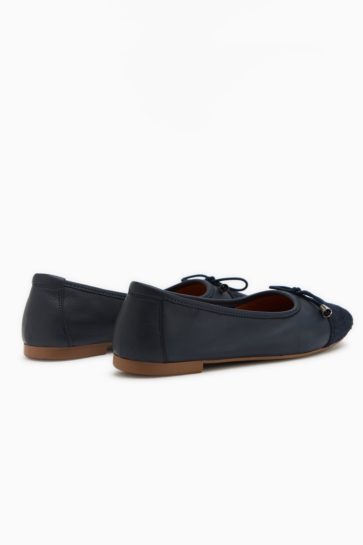Anjela Genuine Leather Navy Bow Detailed Women’s Ballet Flats