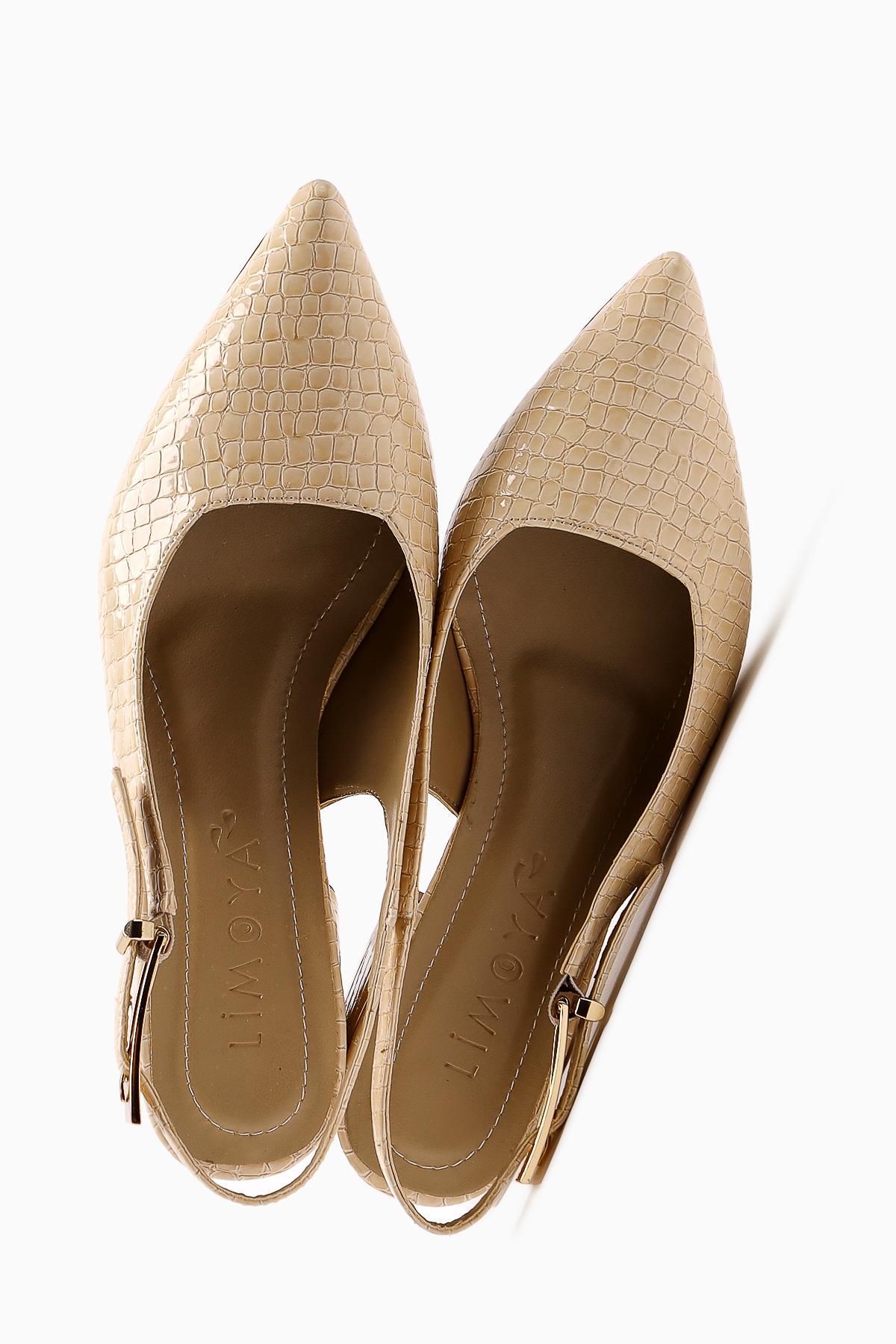 Nadiya Beige Crocodile Belted Women’s Heeled Shoes