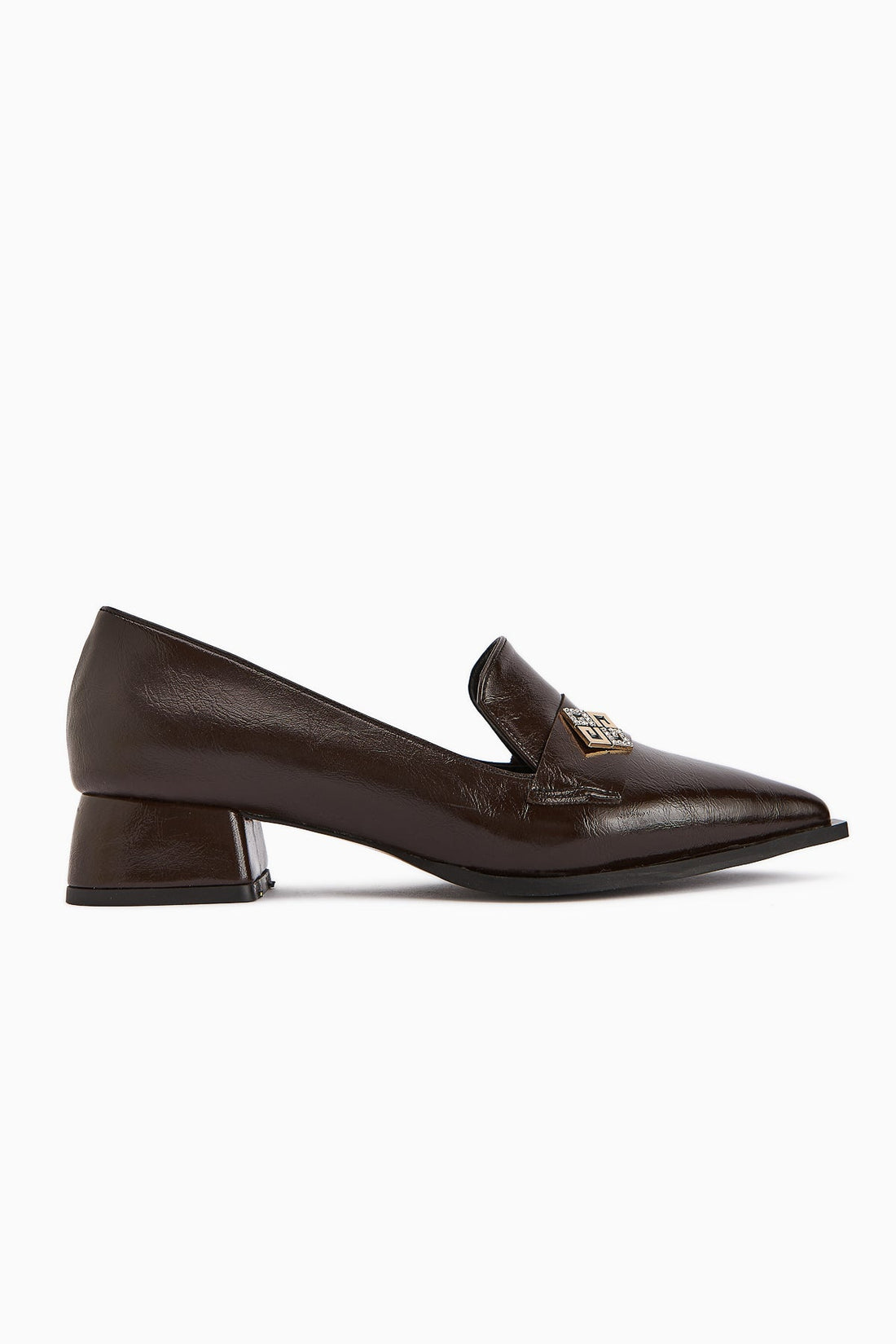 Jaklin Brown Pointed Toe Low Heeled Women's Shoes