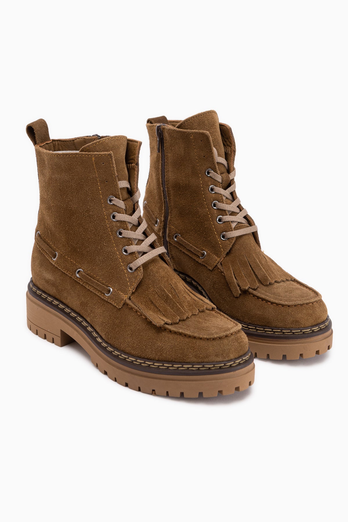 Minna Genuine Leather Walnut Suede Laced Women’s Boots